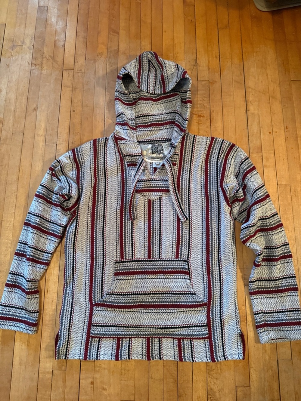 Sendra Striped Baja Pullover Hoodie in Gray, Red and Black